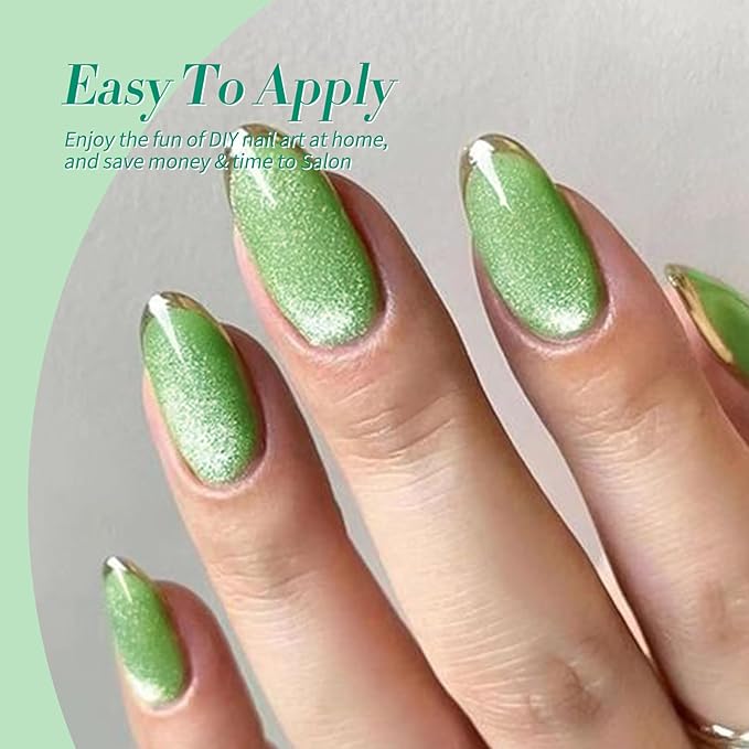 Born Pretty Gel Nail Polish Green Series,Jelly Transparent Gel Nail Polish, Cat Magnetic Eye,Shimmer Glitter Holographic Green Gel Polish Kit for Salon Manicure and Nail Art DIY at Home 6PCS 7ml-Velvo Beauty