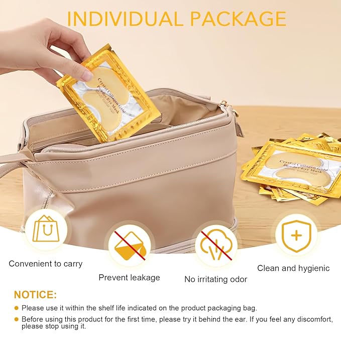 Under Eye Patches, Gold Eye Patches for Puffy Eyes and Dark Circles 24k Gold Under Eye Mask for Wrinkles Eye Bags for Women and Men Collagen Skincare Treatment (20pcs)-Velvo Beauty
