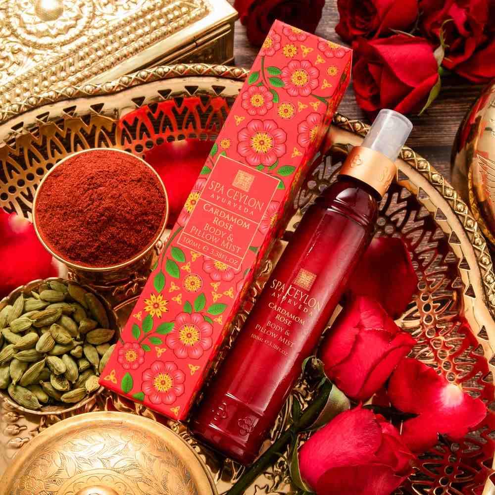 SPA CEYLON Cardamom Rose Body and Pillow Mist | Refreshing Skin Care Spray | Non-Oily Fragrance Mist for All Skin Types-Velvo Beauty