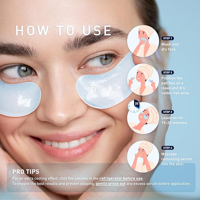 Enaskin Naturals Under Eye Patches for Dark Circles: 60 Pairs Retinol Collagen Eye Gels Mask - Reduce Wrinkles Puffy & Bags - Skin Treatment Pads - Anti Aging Moisturizer For Women (Blue 2 Pack)-Velvo Beauty