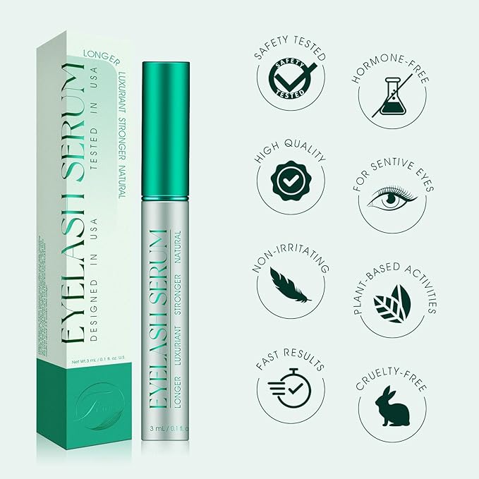 Eyelash Growth Serum: Promotes natural lash growth for longer, thicker, and stronger lashes while nourishing lash health. Vegan, cruelty-free & gentle on sensitive eyes. 3mL (2-month supply)-Velvo Beauty