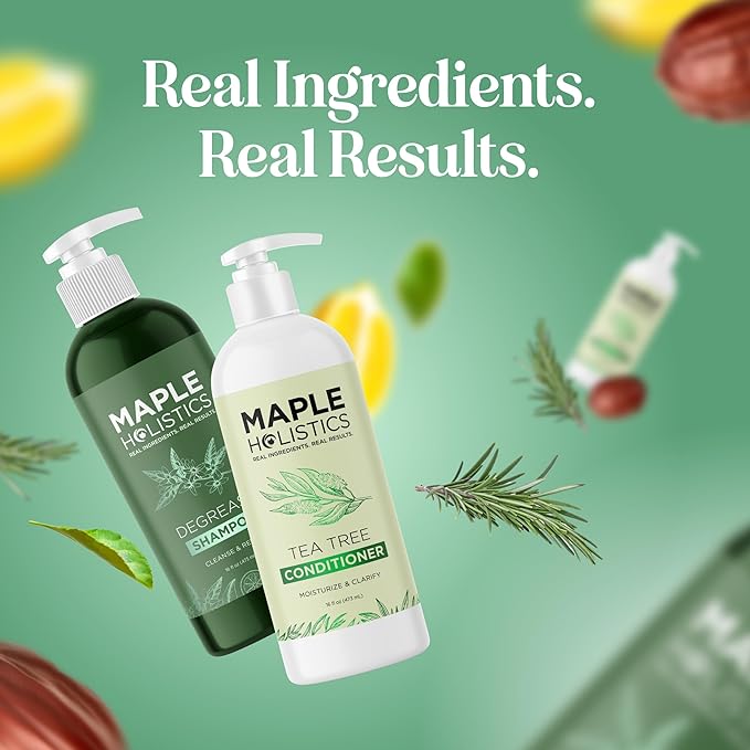 Shampoo and Conditioner for Oily Hair and Scalp - Sulfate and Paraben Free Shampoo and Conditioner Set for Oily Hair with Deep Cleansing Tea Tree Oil - Vegan Color Safe & Cruelty Free (16 Fl Oz)-Velvo Beauty