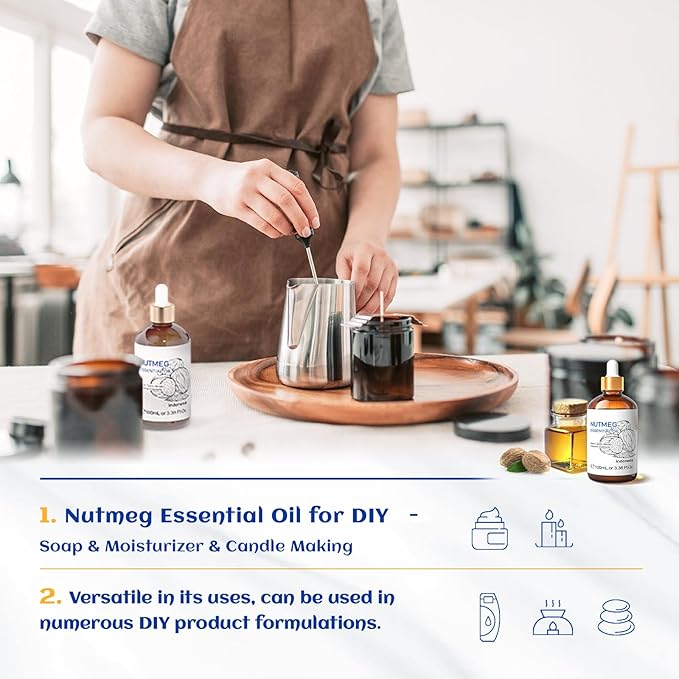 HIQILI Nutmeg Essential Oil 3.38 Fl Oz, Pure Natural Nutmeg Oil for Aromatherapy, Diffuser - 100ml-Velvo Beauty