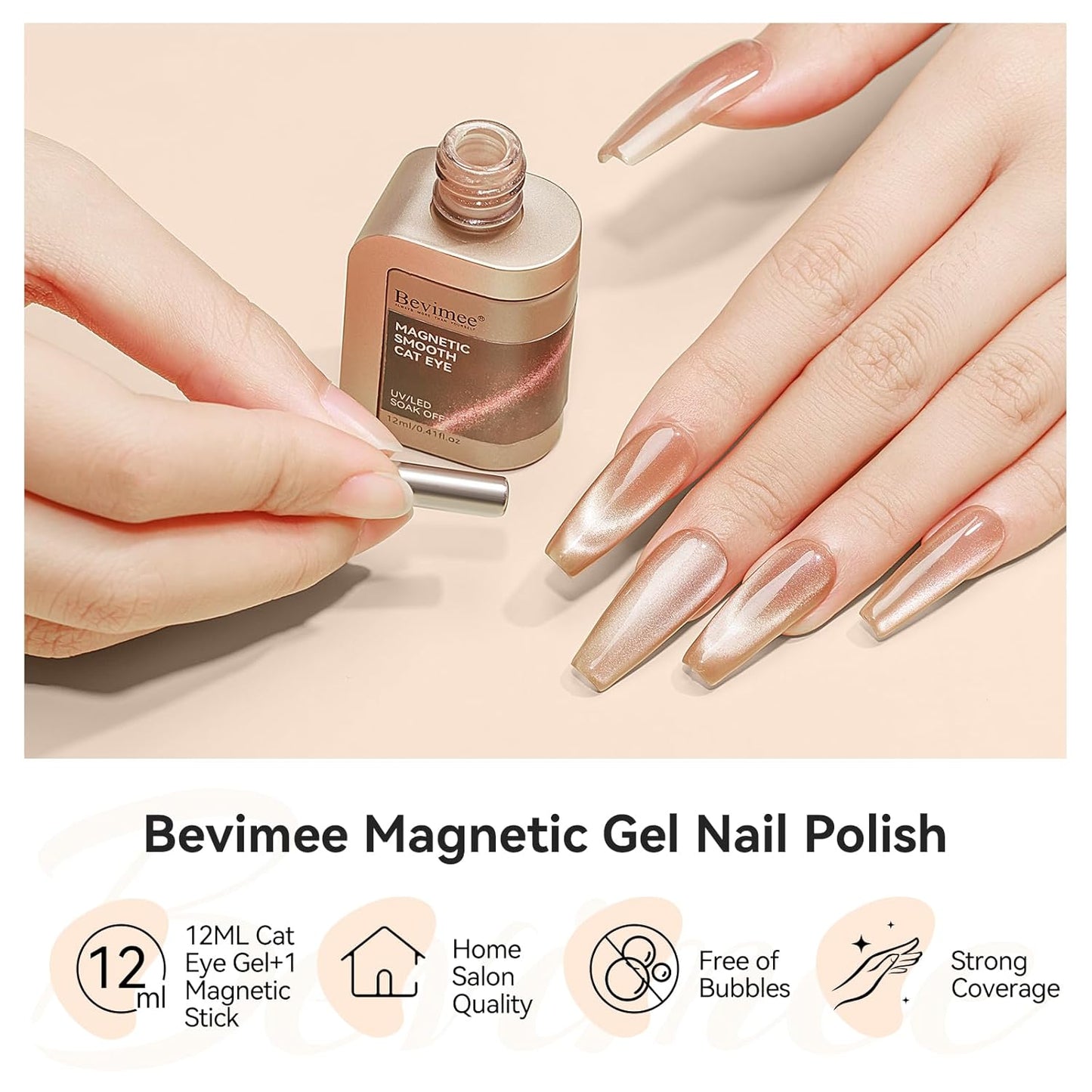 Moonlight Cat Eye Nail Polish 12ML, Crystal Nude High Gloss Cateye Gel Polish Nail Magnetic Glitter Holographic Nail Polish Glass Diamond Cats Eye Velvet UV Gel Polish for Nail Art 1PC-Velvo Beauty