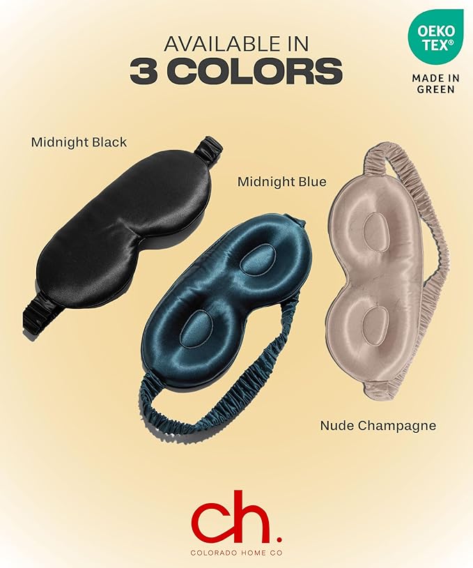 SUNDAYSILKS™ 3D Contoured Silk Sleep Mask | Padded Silk Eye Mask with Eye Cups for Lash Extensions | Blackout, Organic for Women & Men, Perfect for Travel, Slip-Free Deep Sleeping, Antifaz para Dormir-Velvo Beauty