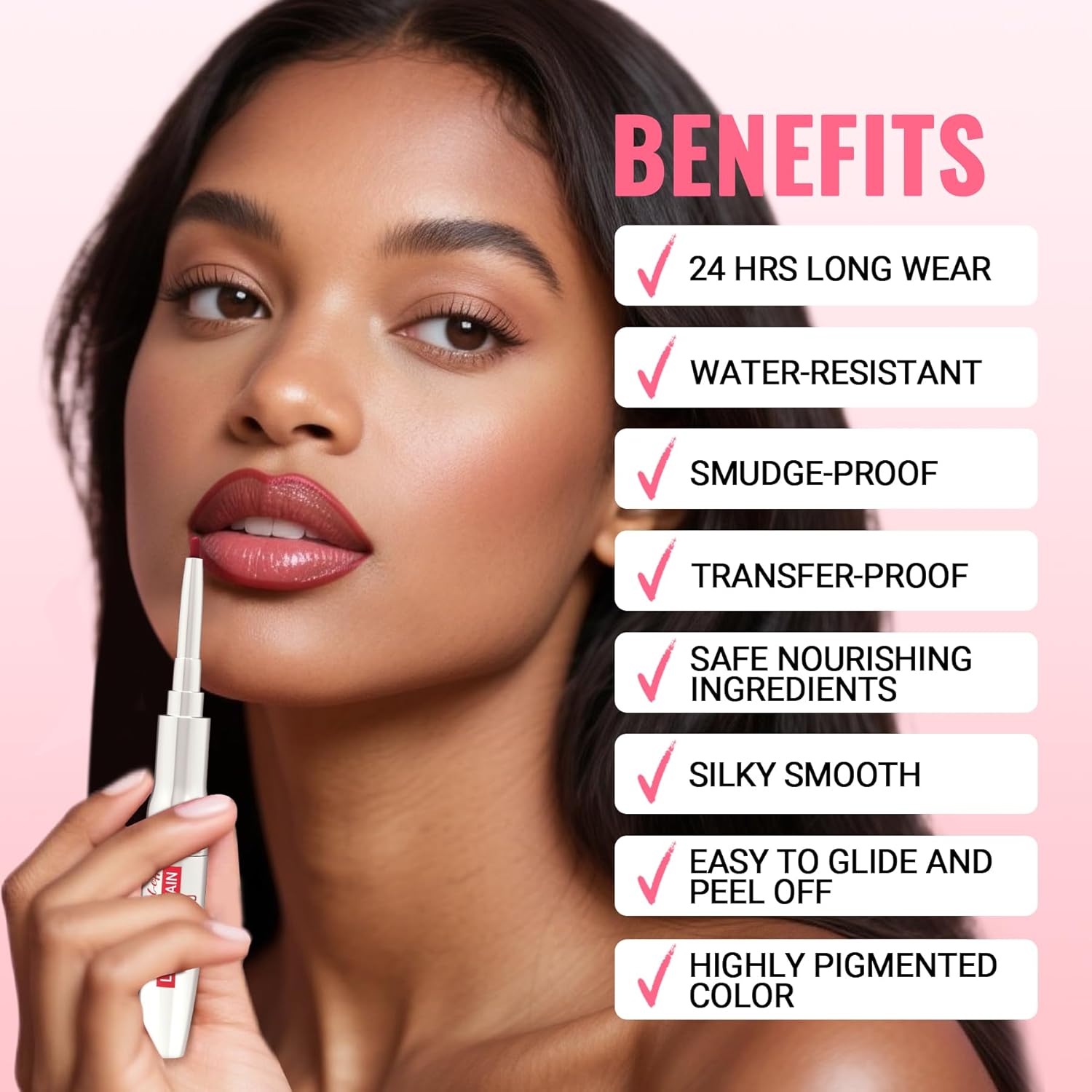 iMethod Lip Liner Stain - Lip Stain, 2-In-1 Dual-Ended Peel Off Lip Stain with Tweezer, Natural Long Lasting Peel Off Lip Liner, Easy to Use for All Skin Types, Stay All Day, Cocoa-Velvo Beauty