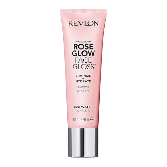 Revlon Face Primer, PhotoReady Face Gloss Rose Glow, Face Makeup for All Skin Types, Hydrates, Illuminates & Moisturizes, Infused with Glycerin & Olive Oil Extract, 80% Water, 1 Fl Oz-Velvo Beauty