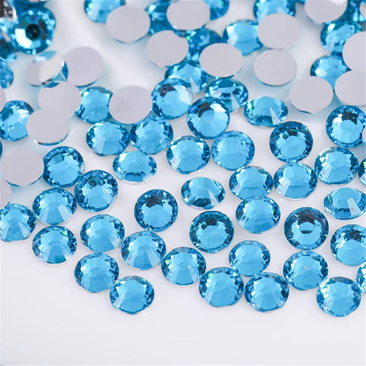 500 Pieces SS30 6mm Flatback Rhinestones Clear Glass Round Gems Crystals for Nail Art DIY Crafts Clothes Shoes Bags （Aqua Blue）-Velvo Beauty