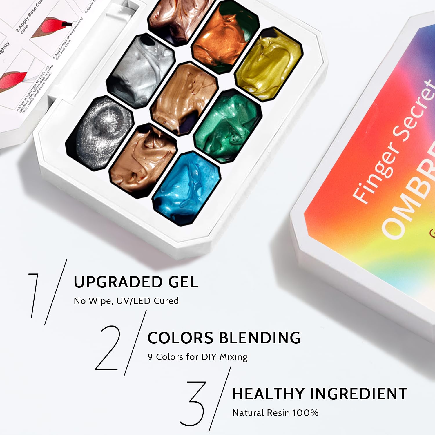 Sponge Pat Paint Nail Gel & Tools Kit, 9 Colors Ombre Nails Gradient Gel Nail Blush Blooming Aura Nails Drawing Stripper Floral Painting Nail Art, No Wipe, UV/LED Curing (9 Colors Set L)-Velvo Beauty