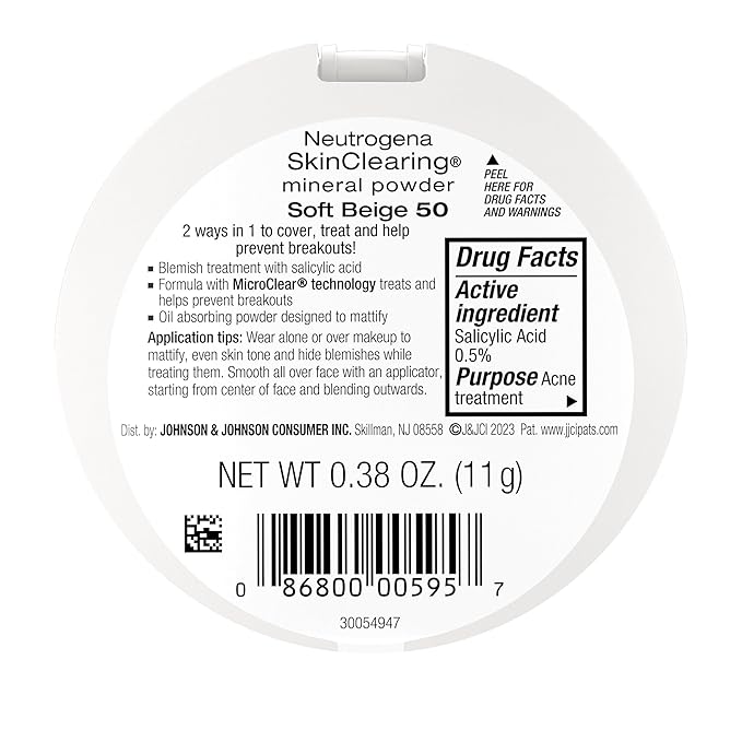 Neutrogena SkinClearing Mineral Acne-Concealing Pressed Powder Compact, Shine-Free & Oil-Absorbing Makeup with Salicylic Acid to Cover, Treat & Prevent Breakouts, Soft Beige 50,.38 oz-Velvo Beauty