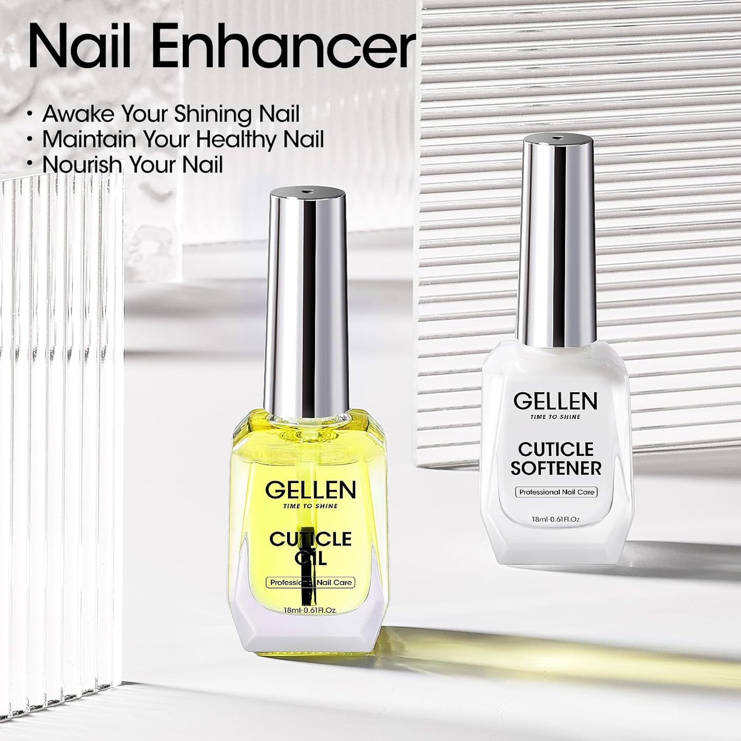 Gellen Cuticle Oil & Softener for Nails, 2 Pcs 18ml Cuticle Remover & Strengthener, Nail Cuticle Protector, 2 in 1 Nail Care Kit for Cuticle Removing & Repairng Manicure Essentials for Gel Nail Polish-Velvo Beauty
