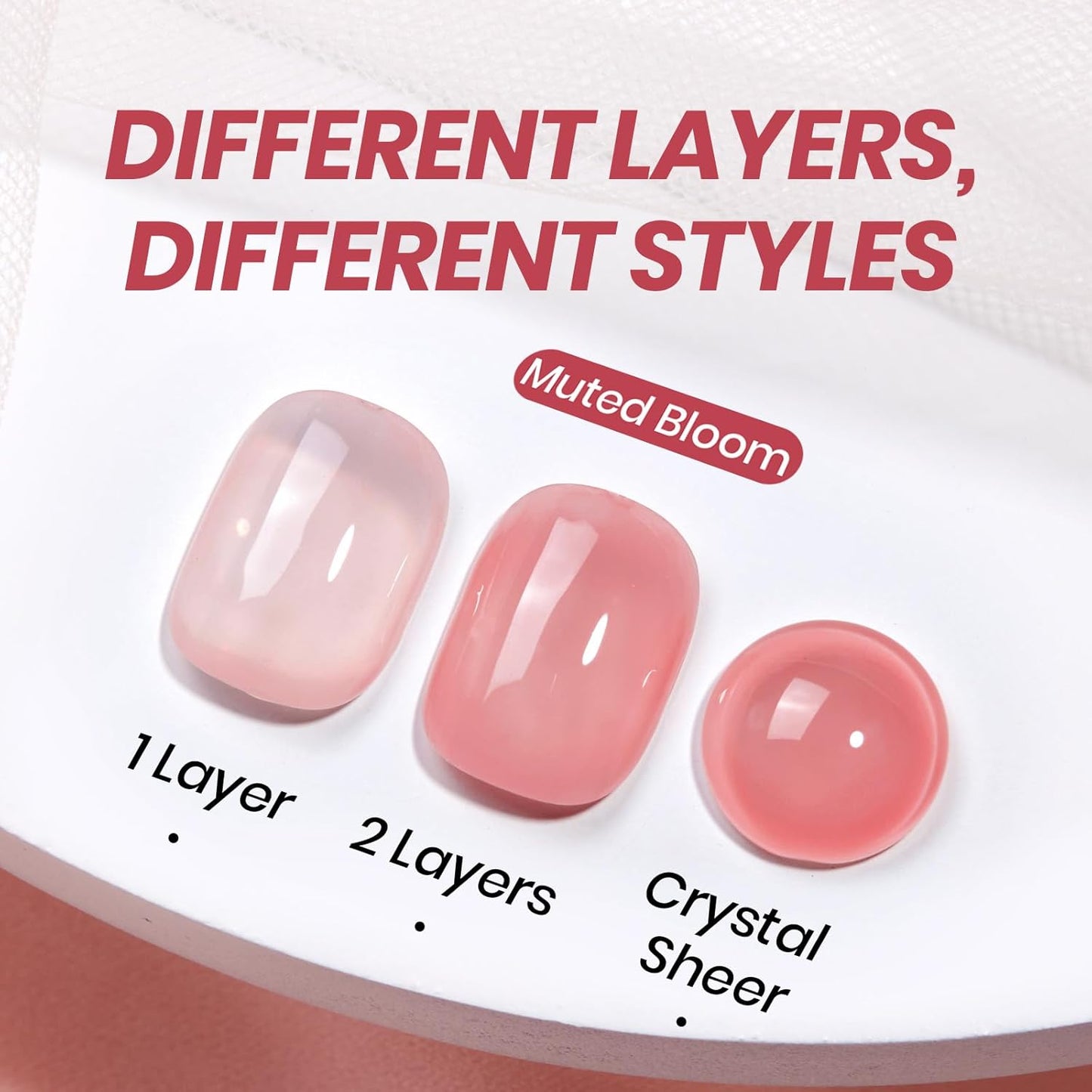 Beetles Nude Pink Gel Nail Polish - Muted Bloom Clear Pink, Natural Jelly Gel Polish, Sheer Translucent Colors, Nail Concealer Soak Off UV French Nail Art Manicure Gift for Women 15ML-Velvo Beauty