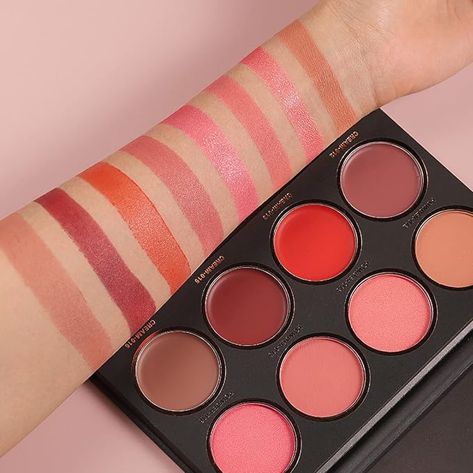 8 Colors Blush Palette, Matte Light Luxury Blush Powder Bright Shimmer Face Blush, Contour and Highlight Blush Palette, Professional Facial Beauty Cosmetic Makeup Blush-Velvo Beauty