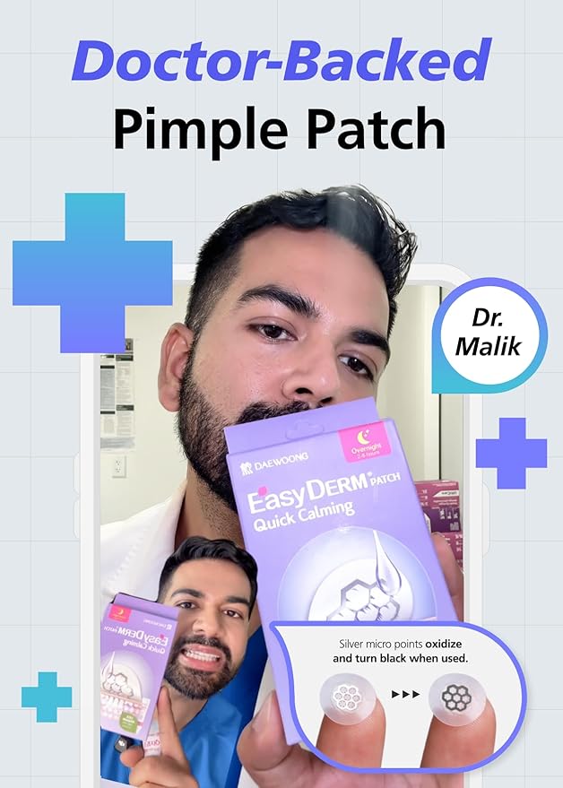 EasyDerm Magnesium Pimple Patches – Hydrocolloid Acne Spot Treatment with Ampoule & Tweezer, 10 Calming Zit Stickers by Daewoong, 이지덤, 대웅제약-Velvo Beauty