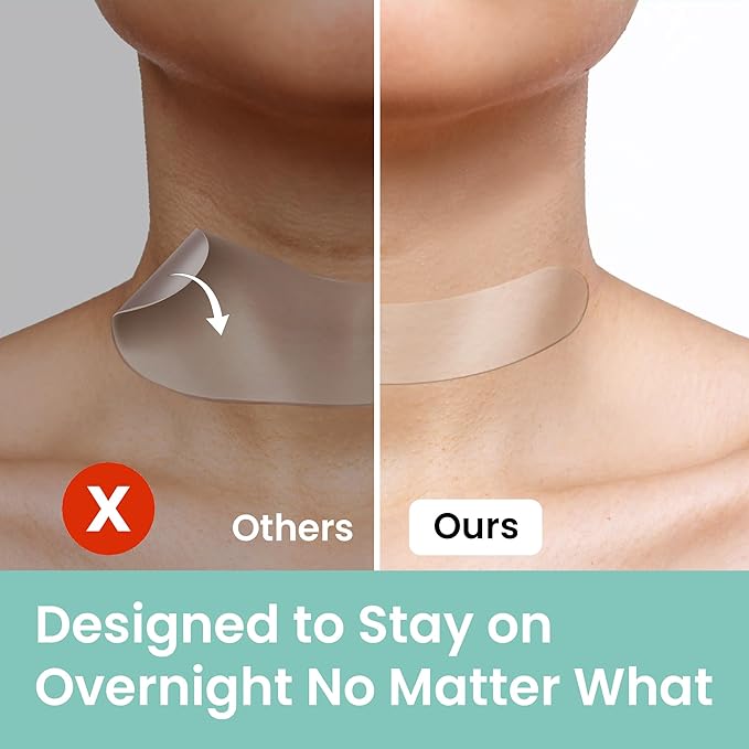 Advanced Wrinkle Patches 60ct Smile Line, Frown Line Wrinkle Patches for Facial Korean Skin Care Face Wrinkle Tape Invisible Overnight with Retinol & Collagen (Medium (Neck))-Velvo Beauty