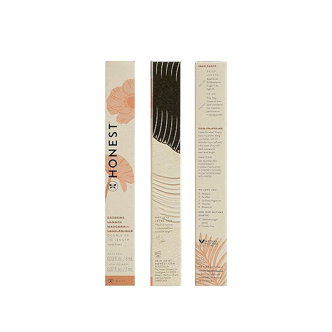 Honest Beauty 2-in-1 Extreme Length Mascara + Lash Primer 3-Pack | EWG Verified + Cruelty Free | 0.27 fl oz each (pack of 3)-Velvo Beauty