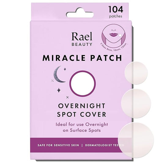 Rael Pimple Patches - Miracle Overnight Spot Cover, Thicker & Extra Adhesion, Hydrocolloid Acne Treatment for Face, Zits & Blemishes, Korean Skin Care, Vegan & Cruelty-Free, 3 Sizes (104 Count)-Velvo Beauty