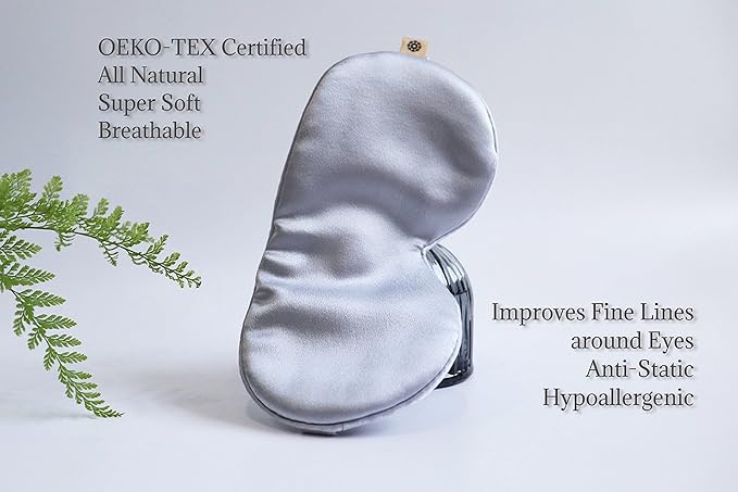 Premium Handcrafted 25 Momme Mulberry Silk Eye Mask for Sleeping (Silver Lining)-Velvo Beauty