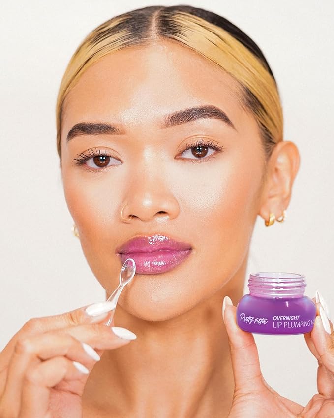 Touch in Sol Pretty Filter Overnight Lip Plumping Mask - Korean Lip Treatment Mask for Dry and Cracked Lips - Lip Volumizing and Intensive Nourishing with Shea Butter - Fig and Vanilla Scent-Velvo Beauty