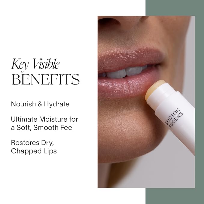 Doctor Rogers Lip Balm, Hydrating and Softening Lip Moisturizer For Very Dry Lips, Dermatologist-Created, Natural, & Hypoallergenic Moisturizing Lip Balms, 4.25g Tube, Pack of 3-Velvo Beauty