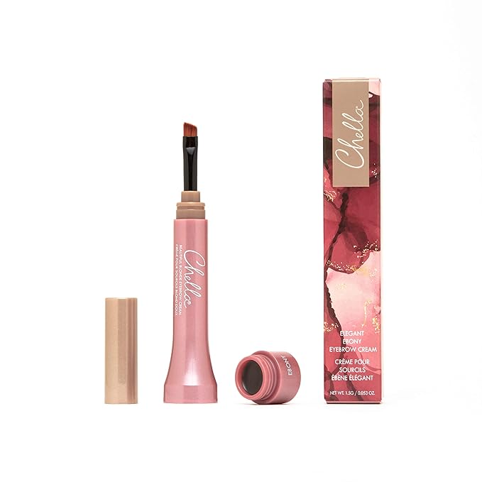 Chella Eyebrow Cream, Elegant Ebony - Vegan, Cruelty Free, Paraben Free, Gluten Free Eyebrow Pomade Makeup - Long Wearing, Velvet Consistency, Water Resistant-Velvo Beauty