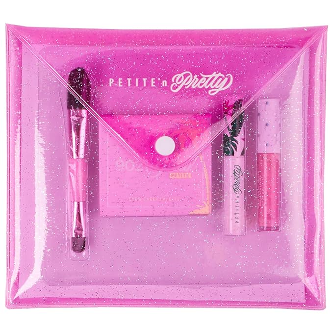 Petite 'n Pretty "Amazon Exclusive" Glow Basics Natural Makeup Starter Gift Set for Kids, Tweens & Teens for Eyes, Cheeks & Lips- Clean, Non Toxic-Velvo Beauty