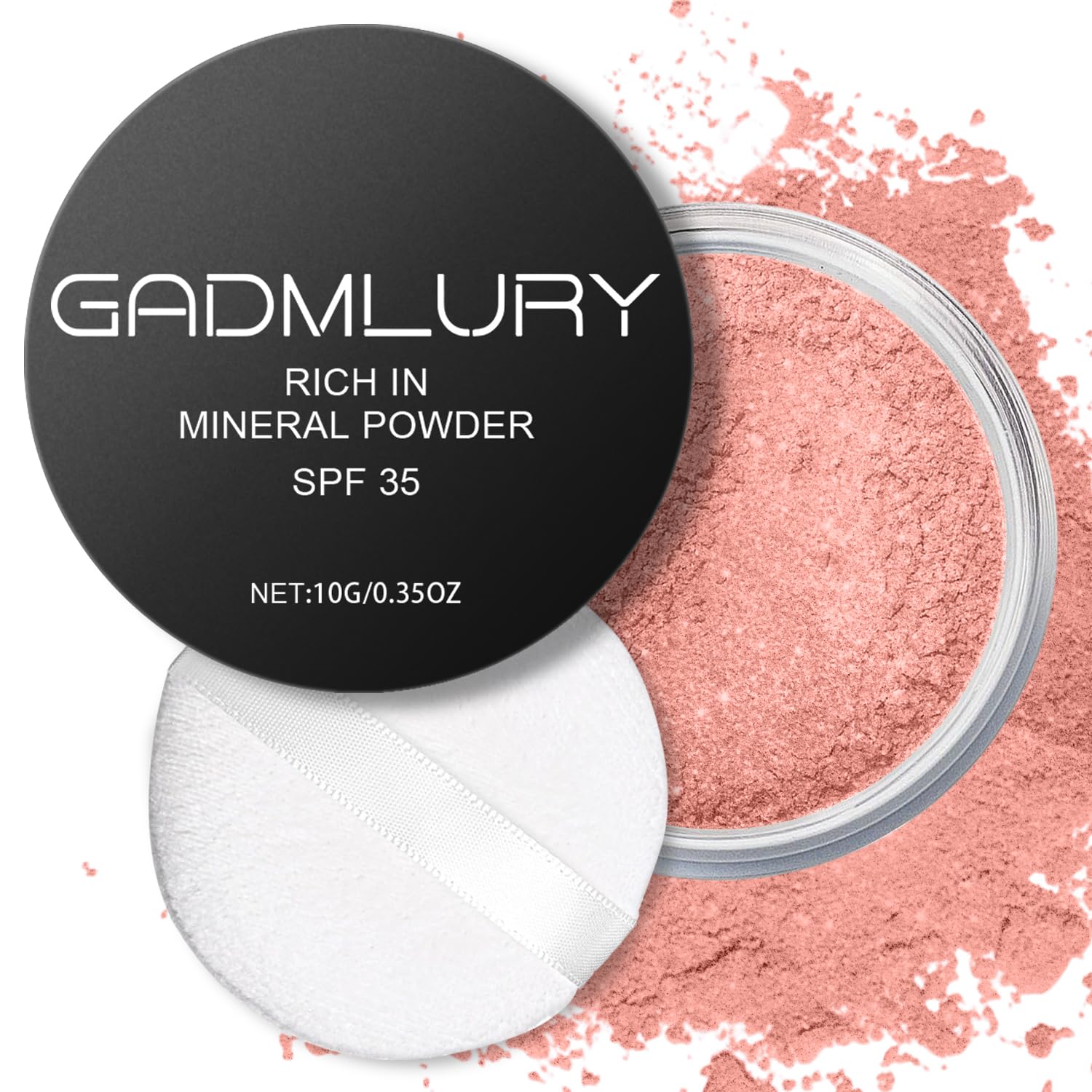 Mineral Powder Blush, SPF 35, Sunscreen Shimmer Loose Mineral Blush, Natural Face Glow Powder, Buildable Coverage for Healthy-looking Color (#07 Shine Rose BlushMakeup)-Velvo Beauty
