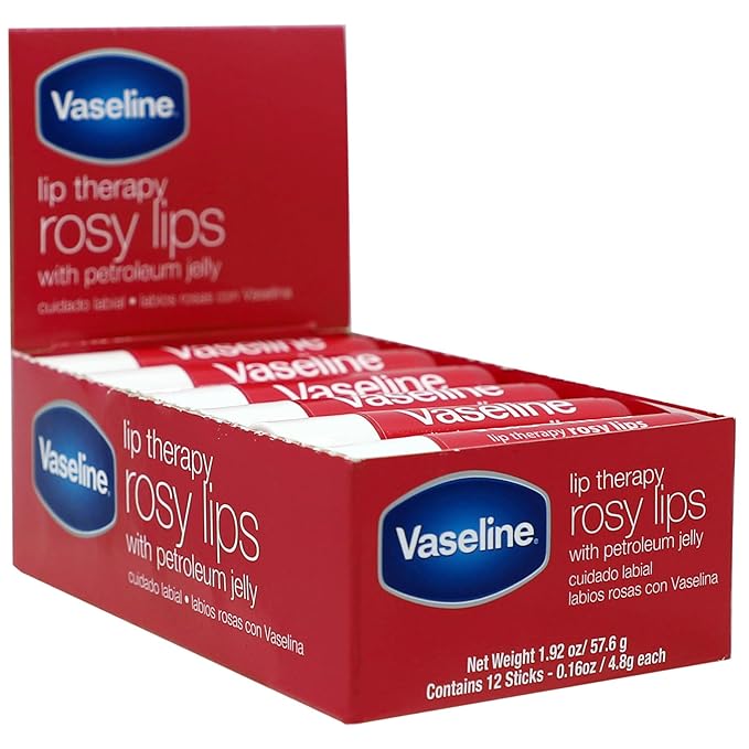 Vaseline Lip Rosy, Fast-Acting Nourishment, Ideal for Chapped, Dry, Cracked, or Damaged Lips, Lip Balm,12 Sticks, 1 Box-Velvo Beauty