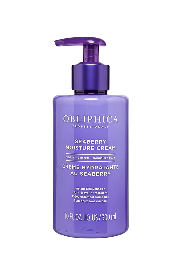 Obliphica Seaberry Leave In Moisture and Styling Cream for Women - Anti-Frizz Control, Normal Hair Products, Damaged Repaired Hair - Hair Mask & Treatment for Protecting Hair & Scalp - 10 Fl Oz-Velvo Beauty