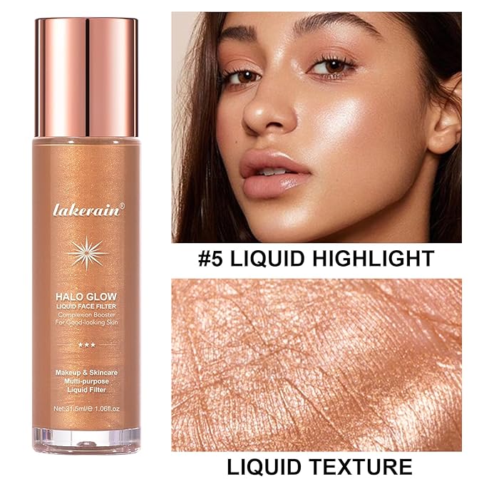 Natural Glow Liquid Filter Makeup, Longwear Face Luminizer, Complexion Booster For Any Part of the Body, Liquid Highlighter with Brush Kit, Infused Hyaluronic Acid, 1.06 fl oz (#05 MEDIUM/TAN)-Velvo Beauty