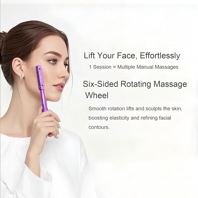 Beauty Sculptor Roller – 30 Germanium Massage Nodes for Facial Massager & Glow | Compact Beauty Tool for Lifting and Skin Care,Facial Roller (Purple, 1 PCS)-Velvo Beauty
