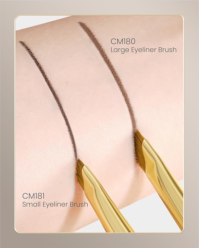 Desert Oak Series Precision Angled Eyeliner Brush - Ultra-Fine Nylon Bristles for Razor-Sharp Gel/Liquid/Powder Lines, Detail Work & Tightlining, Bubinga Handle & Brass Ferrule (CM 181)-Velvo Beauty