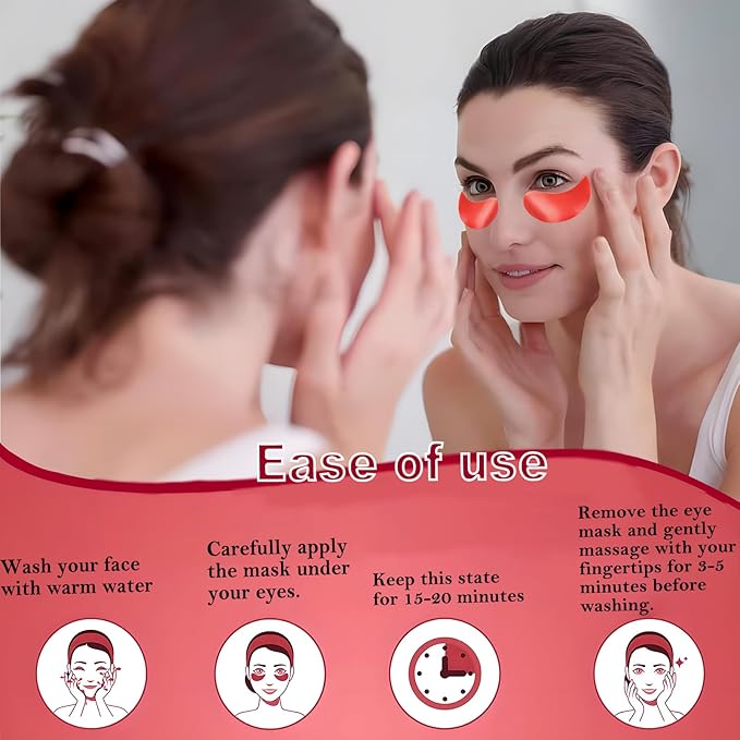 Under Eye Mask - 60 PCS Pomegranate Under Eye Patches for Puffy Eyes, Dark Circles, Eye Bag, Fine Lines and Wrinkles, Reduce Puffiness and Brightening Eye Patch, Eye Gel Pads, Eye Jelly Mask-Velvo Beauty