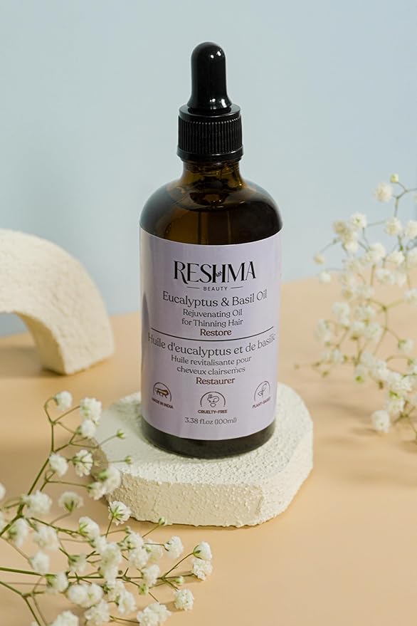 Reshma Beauty Eucalyptus & Basil Oil – Henna Infused Rejuvenating Oil for Thinning Hair | Restores, Strengthens & Nourishes-Velvo Beauty