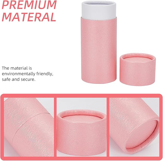 NICENEEDED 10 Pcs 30ml Empty Kraft Paper Jar Tube, Pink Round Paper Cardboard Containers With Lid, Essential Oil Bottle Packaging Case Gift Paper Tube for Pencils Tea Caddy Coffee Cosmetic Crafts-Velvo Beauty