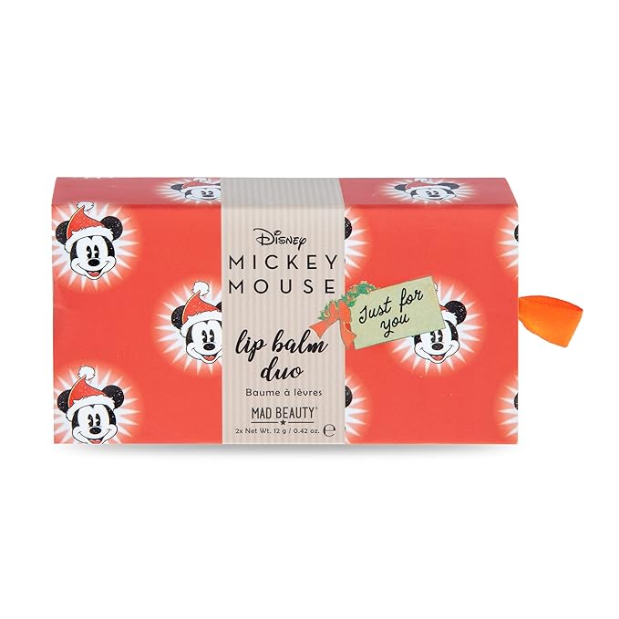 MAD BEAUTY Disney Mickey Mouse Lip Balm Duo, Frosted Berries & Vanilla Scented, 2-Pack, Gift Wrapped, Christmas, Holidays, Moisturizing-Velvo Beauty