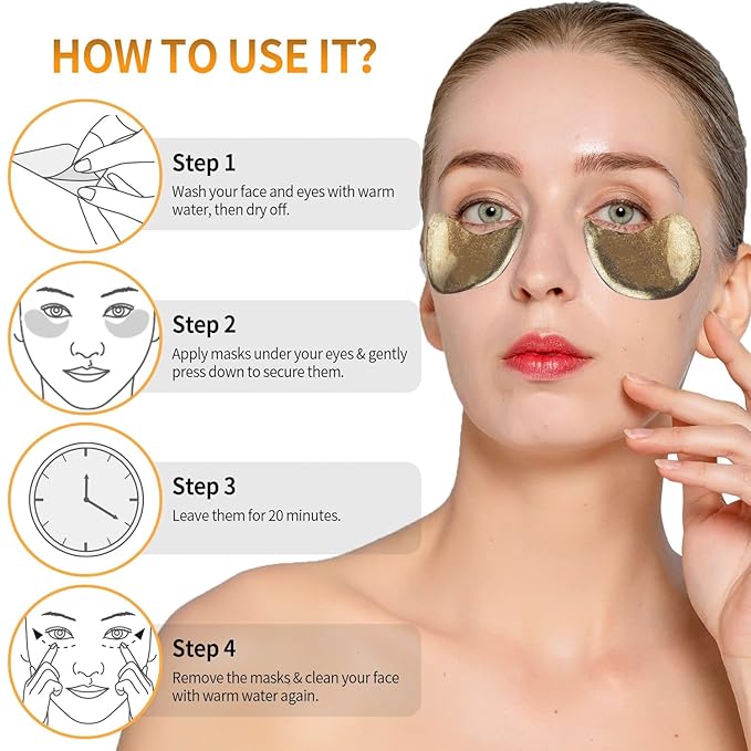 Black Truffle Gold Under Eye Patches - 60pcs Hyaluronic Acid Eye Masks for Moisturizing, Collagen Eye Gel Pads Removing Dark Circles,Wrinkles,Puffiness And Bags-Velvo Beauty