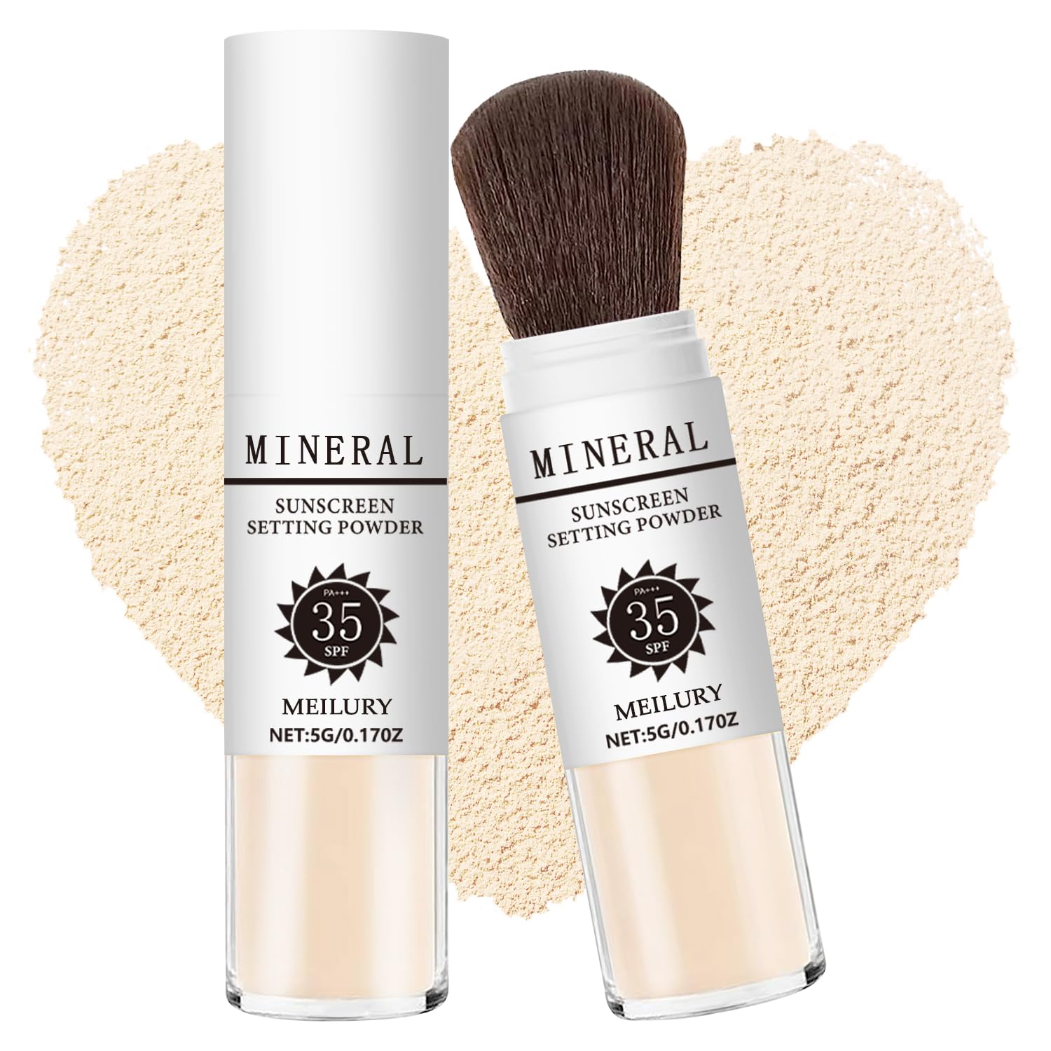 Sunscreen Setting Powder SPF 35, Mineral Brush Powder for Face & Scalp, Oil Control Natural Matte Finish Loose Powder Translucent Lasting Lightweight Breathable for All Skin (#02 Fair)-Velvo Beauty