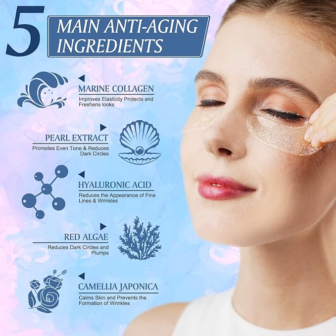Under Eye Patches(18 Pairs) for puffy eyes - Eye Mask with Natural Marine Collagen, Diminish dark circles, Wrinkles, Hyaluronic Acid - Anti-Aging Under Eye Mask for Face Care-Velvo Beauty