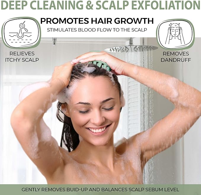 Fiora Naturals Scalp Massager Shampoo Brush - Silicon Scrubber & Exfoliator for Dandruff Removal and Hair Growth, Brush for Wet & Dry Hair, for Men, Women, Kids - BPA Free-Velvo Beauty