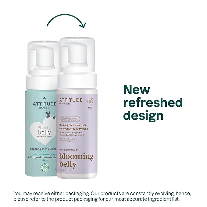 ATTITUDE Pregnancy Foaming Face Cleanser, EWG Verified, Dermatologically Tested, Plant and Mineral-Based, Vegan Maternity Products, Argan Leaf Extract, 5 Fl Oz-Velvo Beauty