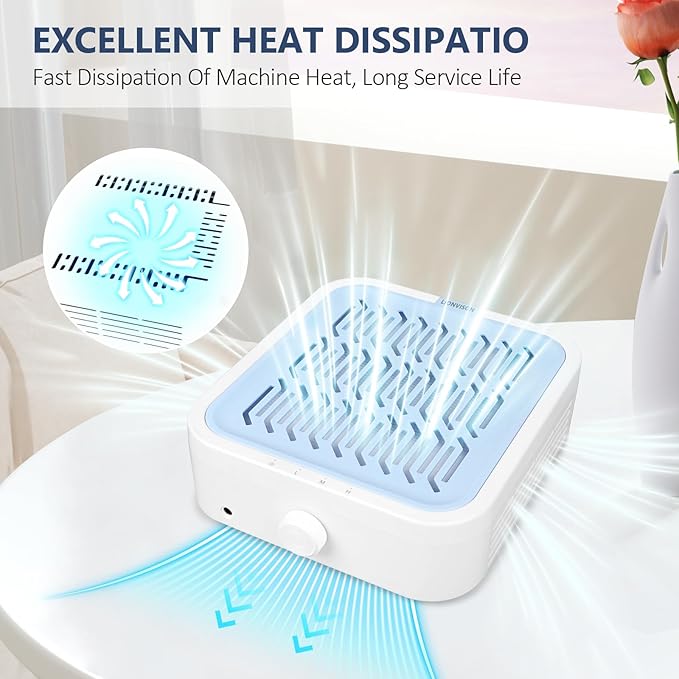 LIONVISON Nail Dust Collector for Salons: Manicure Pedicure Tool for Beginners DIY Nail Tech With Reusable Filter-Velvo Beauty