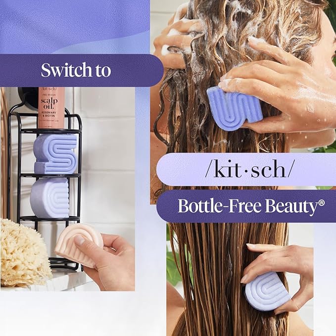 Kitsch Toning Purple Shampoo & Conditioner Bar Set For Blondes & Color Treated Hair - With Biotin for Strengthening & Neutralizing Brassy Tones - Vegan, Silicone & Sulfate Free - Made in USA-Velvo Beauty