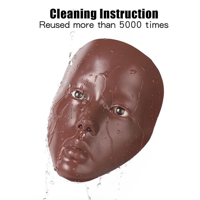 Makeup Practice Mannequin Face, 5d Reusable Silicone Makeup Practice Board Full Face with Makeup Brushes Sponge Set and Eyeshadow Board Makeup Kit for Emerging Makeup Artist, Girl's Gift-Velvo Beauty