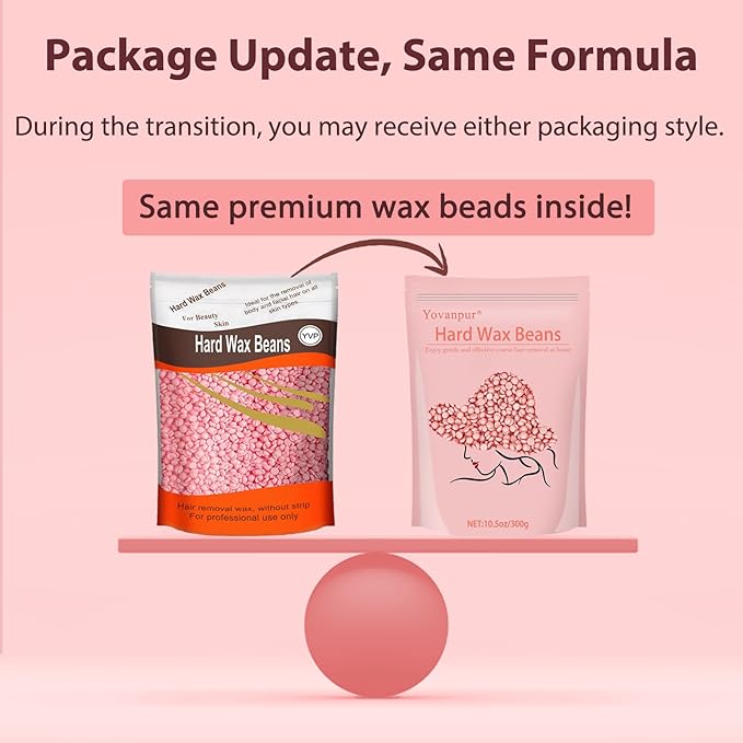 Hard Wax for Hair Removal, Rose Pink Wax Beads for Sensitive Skin and Brazilian Waxing, 10.5 Ounce/bag with 10pcs Wax Sticks-Velvo Beauty