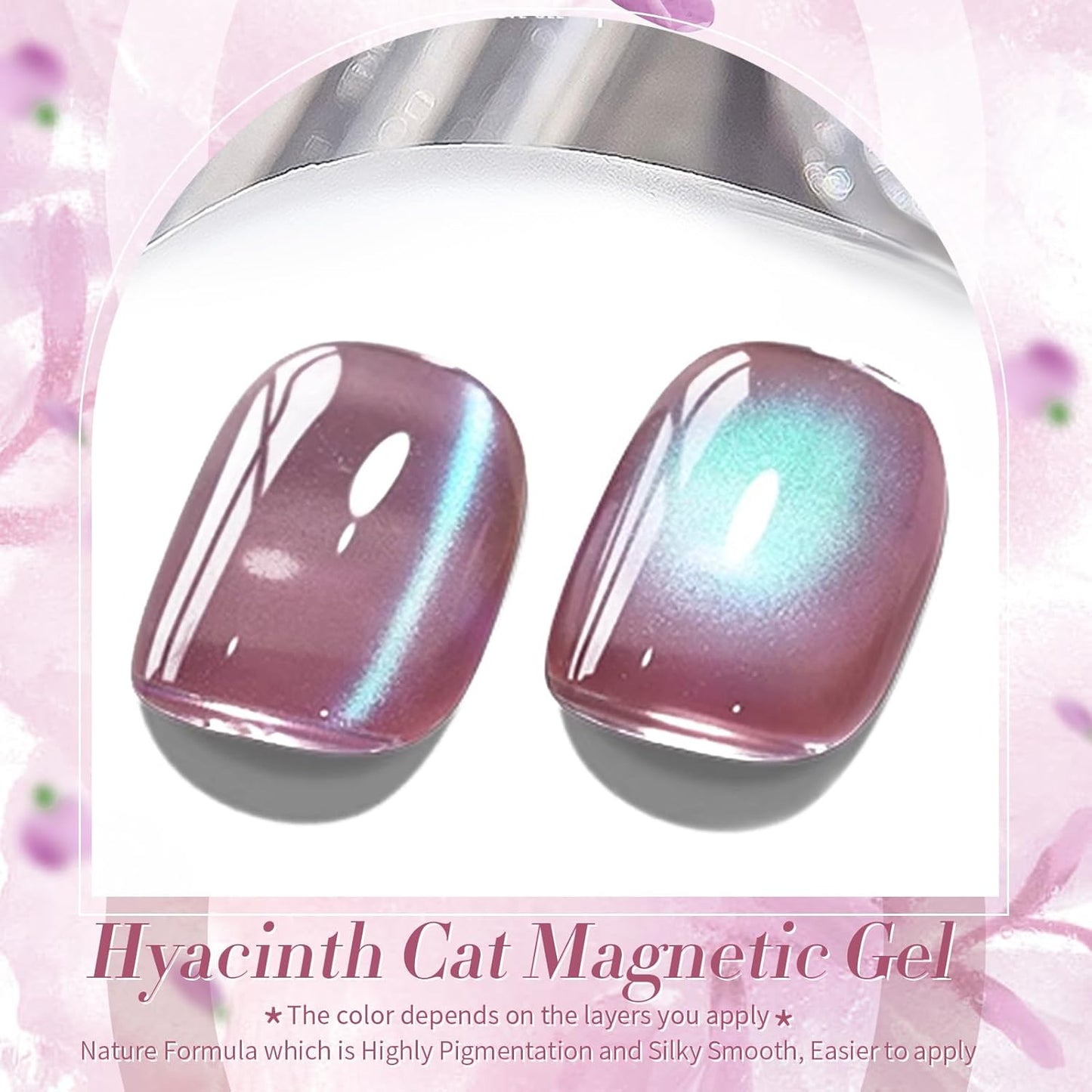 BORN PRETTY Cat Magnetic Eye Gel Nail Polish,Hyacinth Purple Jelly Glass Magnetic Gel Polish,Glitter Soak Off Nail Art Salon Manicure Home Gift 15ml-Velvo Beauty