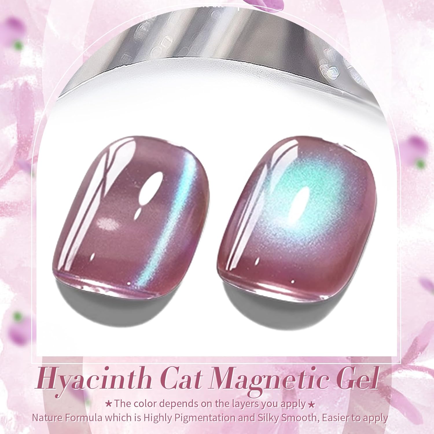 BORN PRETTY Cat Magnetic Eye Gel Nail Polish,Hyacinth Purple Jelly Glass Magnetic Gel Polish,Glitter Soak Off Nail Art Salon Manicure Home Gift 15ml-Velvo Beauty