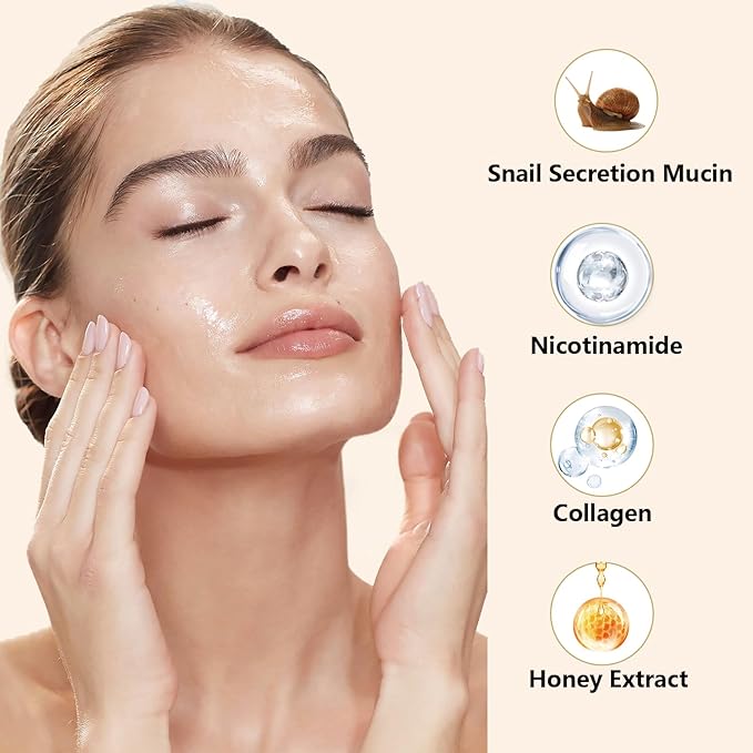 Snail Mucin Power Essence Set 3PCS, Snail Mucin Serum+Snail Mucin Moisturizer+Snail Hydrogel Eye Patch, Korean Skin Care Set for Hydrating, Dark Circles Undereye-Velvo Beauty