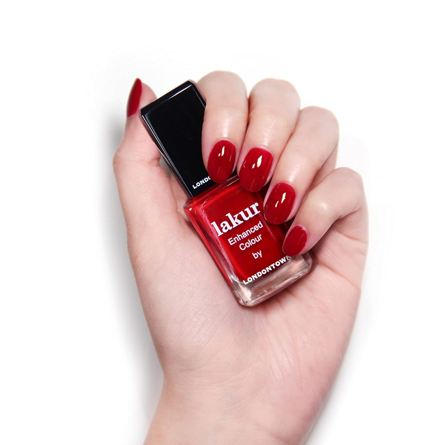 LONDONTOWN lakur Nail Polish - Chip-Resistant, Non-Toxic, Conditions & Hydrates Nails | Glossy Scarlet Red, Vendetta, .40 fl oz-Velvo Beauty