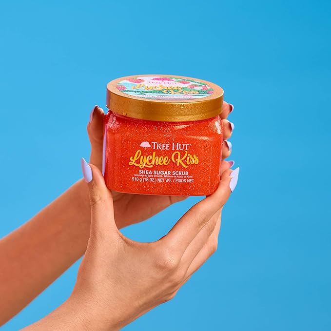 Tree Hut Lychee Kiss Shea Sugar Scrub | Exfoliating Body Scrub Removes Dead, Dry Skin for a Soft & Hydrated Feel | Nourishing Essential Body Care | 18 fl oz.-Velvo Beauty
